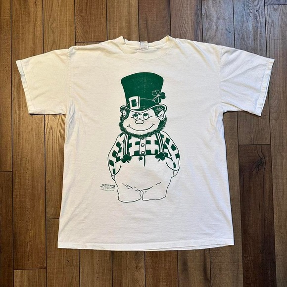 Vintage st Patrick's day leprechaun white and green single stitch tee size XXL - Picture 1 of 8